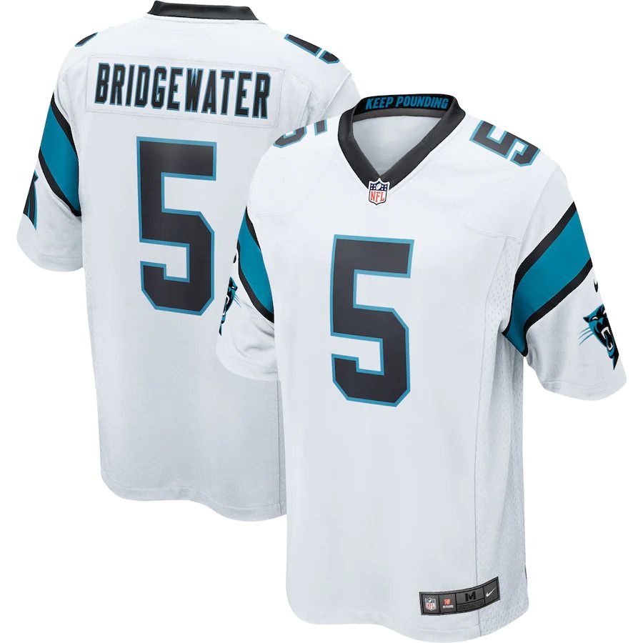 Men Carolina Panthers 5 Teddy Bridgewater Nike White Game NFL Jersey
